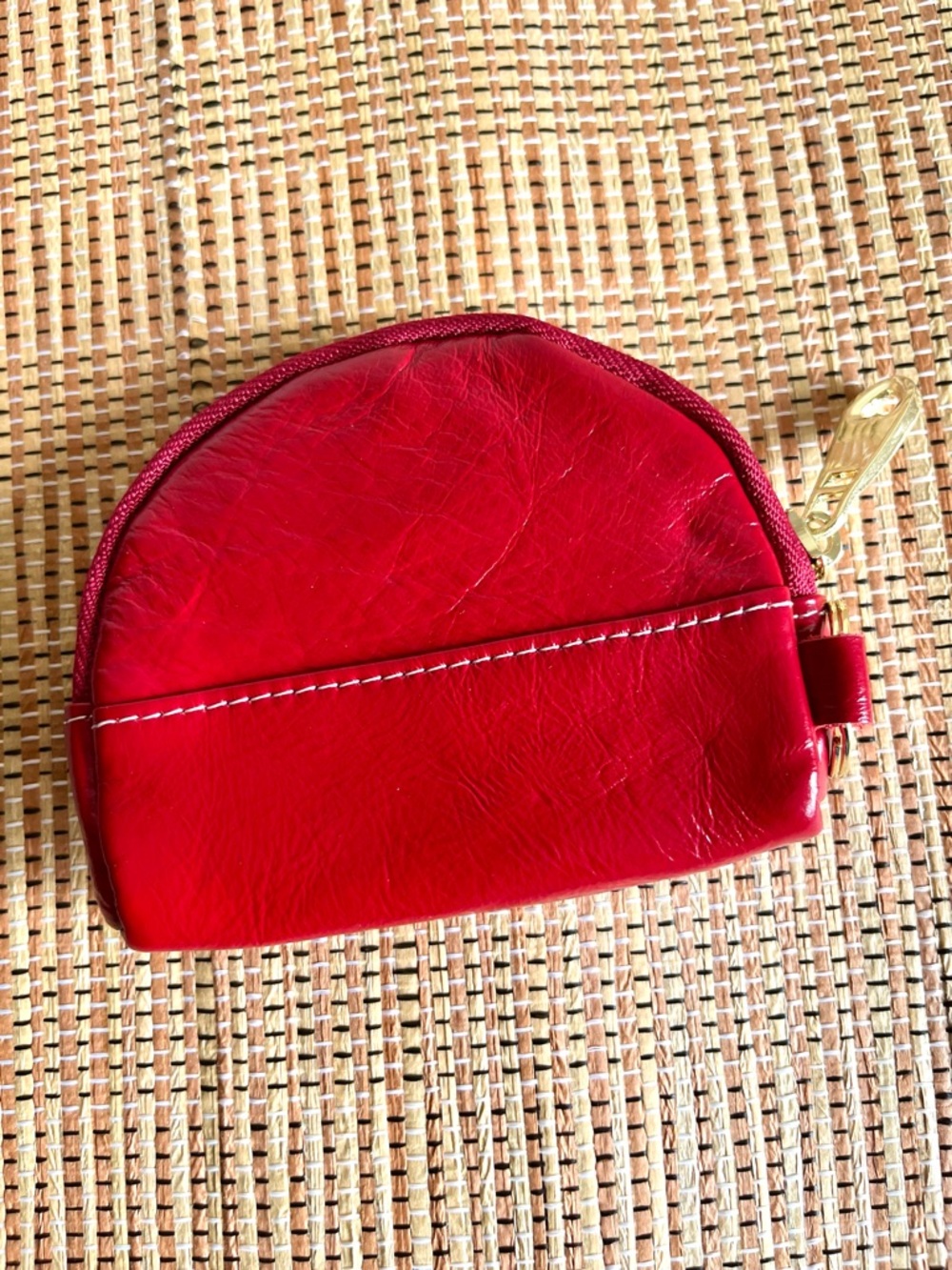 Elegant Red Leather Coin Purse